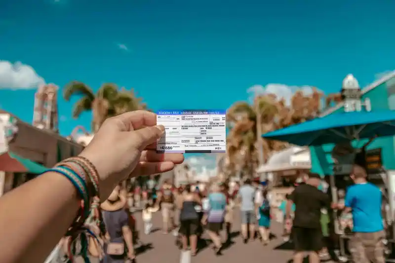 Holding a ticket in an amusement park